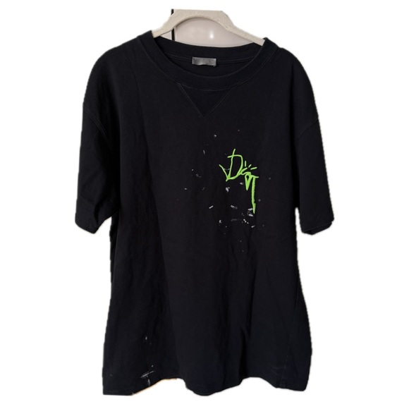 Dior blue Tee with Neon Green Graphic